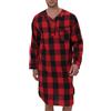 Rrongwn - Camicia da notte da uomo a maniche lunghe, a quadri, in flanella, in cotone, con tasche, colletto rovesciato, con scollatura a V, Sleepshirt, Colore: rosso, XL