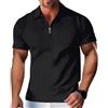 Generic Polo da Uomo a Maniche Corte con Mezza Zip e Top Pullover Polo con Zip a Quarti dalla vestibilità Classica