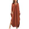 L-Peach Maxi Abito da Spiaggia da Donna Copricostume da Bagno Kaftano Lungo Vestito Kimono Mare Spiaggia