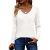 Zeagoo Maglione Donna a Maglia Con Scollo a V Manica Lunga Leggero Tinta Unita Maglieria Traforata Casual Base Larga Bianco S