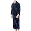 Generisch Camicia da notte da uomo a maniche lunghe, in flanella, da sauna, con chiusura lampo, da uomo, con tasche, in spugna, in pile, Blu marino, L