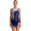 inhzoy Vestito da Pattinaggio Artistico Donna Strass Leotards | Abito da Balletto Danza Classica Ballerina Body Danza Classica Ginnastica Ritmica Senza Maniche Costume da Ballo
