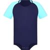 Landofgenie Uomo Body Pigiama Botton Crotch Top Shirt Maniche Raglan Onesie Rompers per Gli Uomini Blu 3XL