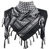 Explore Land - Sciarpa tattica in cotone, shemagh/keffiyeh da deserto, con nappe, per uomo e donna, Nero e bianco, taglia unica
