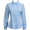 Taiduosheng Camicette da donna slim a maniche lunghe bianche con bottoni e cravatte camicie da lavoro, Blu, L