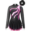 inhzoy Vestito da Pattinaggio Artistico Bambina Abito da Balletto Danza Ballerina con Strass Body Danza Classica Maniche Lunghe Leotard Costume da Ballo Samba Salsa Jazz
