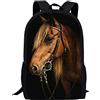 Binienty Zaino Scolastico per Bambini, Ragazzi e Ragazze Adolescenti, Zaino Leggero per Libri e Laptop, Zainetto Casual per il Tempo Libero, Cavallo marrone, One Size, Rucksack