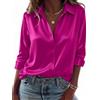 Zeagoo Camicia da Donna in Raso Maniche Lunghe Elegante Blusa da Lavoro | Camicetta in Seta, Scollo a V Blusa con Bottoni , Maglietta Basic in Raso, per Business Ufficio Feste