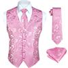 HISDERN HISDEREN degli uomini Paisley Rosa Gilet Floreale Jacquard Cravatta Pocket Fazzoletto Festa di Nozze Business Fit Vest Suit Set