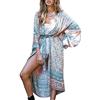 YOUKD Cardigan in Cotone da Donna Kimono Lungo Boemo Costume da Bagno da Spiaggia Coprire Il Vestito Abito Taglie Forti