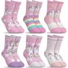 hometrixx 6 Paia Calze In Cotone Traspirante Bambina Calzini Corti Arcobaleno Unicorno Bianco Rosa Calzini Alla Caviglia 5-8 Anni