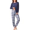Ekouaer Pigiama Donna Invernale Caldo Lungo, Blu, S