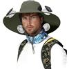 Generisch Cappello da pescatore da uomo, cappello da pescatore, cappello da sole da trekking, cappello da safari, con ventilatore solare, protezione UV UPF 50+, estivo, grande tesa larga, pieghevole