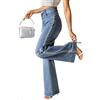 Fakanhui Jeans da donna con perline di strass e perline pantaloni a gamba larga luccicanti paillettes brillanti party club denim pantaloni, Blu, S
