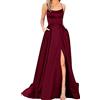 BOTCAM Eleganti abiti lunghi da ballo da donna con tasche in raso linea A schiena scoperta abito da sposa abiti da sera sexy con scollo all'americana spaghetti abito da sposa abiti lunghi da principessa