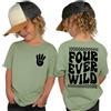 BOUTIKOME 4° compleanno ragazzo t-shirt Four Ever WILD stampa maglietta quarto compleanno maglietta per ragazzi bambini maglietta estiva a maniche corte top quattro anni annuncio abiti