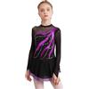 inhzoy Abito da Pattinaggio Artistico Bambina Manica Lunga Vestito da Balletto Ginnastica Artistica Body da Danza Classica Ballerina Strass Leotards Vestito da Ballo Lirico Viola C 7-8 Anni