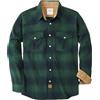 Dubinik® 6 oz Camicia Uomo Flanella Camicia Pile Cotone Western Cowboy Bottone di Perla Manica Lunga Pesante Quadri Vintage Verde Scuro M