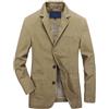 Generic Giacca da uomo in cotone - Blazer Sakko da uomo a maniche lunghe, per il tempo libero, taglie forti, foderata, per smoking, per feste, cachi, XXL