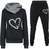 Generico Tuta Palestra Donna Casual Invernale Felpa Con Cappuccio E Jogging Pantaloni Completo 2 Pezzi Comode Elegante Tuta Ginnastica Set Abbigliamento Curvy Caldo Tute Passeggio Da Casa Fitness Outfit