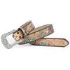 Surrycee Cinture in pelle da donna/uomo Cintura da cowboy vintage da cowgirl occidentale con grande fibbia floreale intagliata per abiti jeans, larghezza 3,8 cm,Beige,115cm/waist:38~40