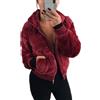 GUOCU Giacca Cappotto Corto da Donna Casual con Tasca Zip Calda Cardigan in Pile Outwear Chic Vintage Elegante Cappotti in Pelliccia Sintetica Capispalla Casual Tops,Vino Rosso,M