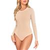 Kefiyis Body da donna a maniche lunghe, girocollo, body a maniche lunghe, elegante perizoma con bottoni a pressione, elastico basic da donna, per tutti i giorni, ufficio, look a strati