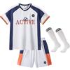 Volunboy Set Calcio Bambini 3 Pezzi, Quick-Dry Attività Sportive, Allenamento, Regalo Fan e Partite, 3-8 Anni(Taglia 130,5-6 Anni,Bianco)