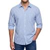 Enlision Camicia Uomo Maniche Lunghe a Quadri Blu e Bianca Camicie Casual da Uomo con Tasche Collo Botton-Down Regular Fit Taglie Forti XXL