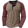 MakingDa Henley camicie da uomo lunghe maniche raglan slim fit bottoni blocco di colore camicia nonno casual smart tee top