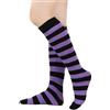 BAOKELAN Calzini lunghi al ginocchio per bambini a righe casual calzini alti alla coscia, Viola e nero., One Size