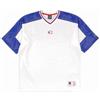 Champion Legacy Retro Sport (220329) - Shiny PolyWarpKnit Unbrushed Crewneck T-Shirt, Bianco/Blu Profondo (Wht/BAI/CRD), L Retro Sport Uomo FW24
