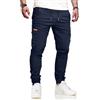 VMSUCIJ Pantaloni Cargo Uomo Casual Cotone Pantaloni da Lavoro Uomo con Elastico in Vita con Tasche Pantaloni da Sci e da Trekking,Blu 05,S
