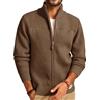 PJ PAUL JONES Cardigan da uomo con cerniera completa, casual, con colletto alla coreana, Marrone, S