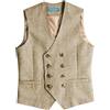 Solovedress Gilet da uomo vintage in tweed, doppiopetto, per matrimonio