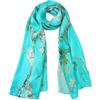 JWSilk Sciarpa lunga in seta Charmeuse Stampa artistica classica, Fiori di mandorlo