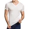 Generic Maglietta da uomo in seta di gelso, con scollo a V, a maniche corte, leggera, in maglia, per allenamento, bianco, L