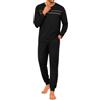 Marvmys Pigiama Uomo Due Pezzi Cotone Maniche Lunghe con Tasche