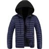 Generic Giacche da uomo per l'inverno, leggere, trapuntate, con cerniera, ripiegabili, con cappuccio isolante, piumino, blu, taglia L