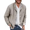 YOUYING Giacca da uomo in cotone e lino, vestibilità larga, leggera, con bottoni, casual, estiva, con risvolto, abbigliamento sportivo, C# Grigio, M