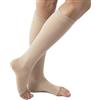 Beman 412A - Gambaletti Medicali in Cotone K2 Classe 2, Compressione Graduata 23-32 mmHg, Punta Aperta Unisex, Tallone Rinforzato e Cuciture Piatte, Elastici Resistenti (Beige, M)