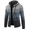 UUAISSO Uomo Felpe con Cappuccio Maglia Pullover Foderato in Pile Cardigan Cerniera Intera Casual vestibilità Regolare Cappuccio Grigio Chiaro + Blu Navy XXL