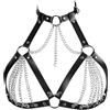 QingWing Catena del Corpo Donna in Pelle, Regolabile Harness Donna Corpo, Cinture Gotiche per Abbigliamento da Rave, Choker, Lingerie da Festival, Catena da Vita Punk, Festival Rave
