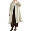 PRINCESS BRIDE Giacca lunga da donna in cotone capispalla cardigan top semplice vestiti silenziosi cappotto in misto lino, Beige, XL