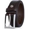 Lindenmann Mens leather belt/Mens belt, leather belt XL curved, dark brown, Größe/Size:125