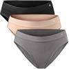 DANISH ENDURANCE Slip Bikini Donna, 3 Paia, Multicolore (1x Grigio Scuro, 1x Nero, 1x Beige Nude), XS/S
