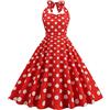 Generic Rockabilly, abito da donna anni '50 anni '60, senza maniche, con allacciatura al collo, a pois, stile vintage, alla moda, per matrimoni, feste, al ginocchio, a pieghe, Colore: rosso, XL