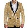 Gefomuofe Giacca con brillantini, da uomo, vestibilità normale, blazer, colorata, per Carnevale, blazer, slim fit, matrimonio, smoking, elegante, casual, da uomo, gold, M