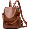 ECOTISH Zaino Donna Borse a zainetto Borse a spalla in pelle sintetica Casual Multifunzione antifurto Borse Backpack Daypack Viaggio lavoro Borsa a Mano (Marrone)