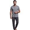 SNELLY Pigiama Uomo Estivo Primaverile 100% Cotone, Pigiami 2 Pezzi Maglia Maniche Corte e Pantalone Lungo, Pigiama Aperto con Bottoni, Grigio e Blu Navy, P777 Taglia M L XL XXL (Taglie Forti)